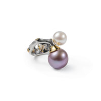 German Kabirski Yuva Purple Pearl and White Pearl and Peridot Ring