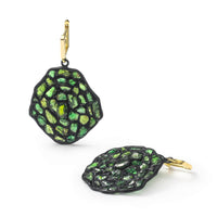 German Kabirski Vers Rough Chrome Diopside and Chrome Diopside Earrings