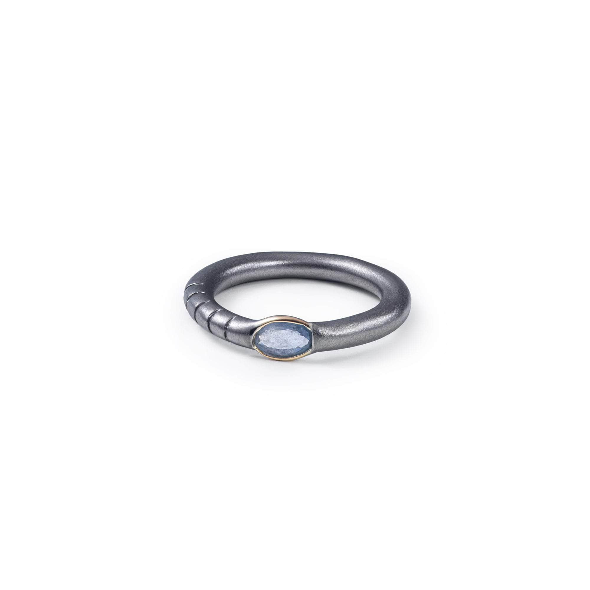 German Kabirski Kein Light Blue Sapphire Ring (Black Rhodium)