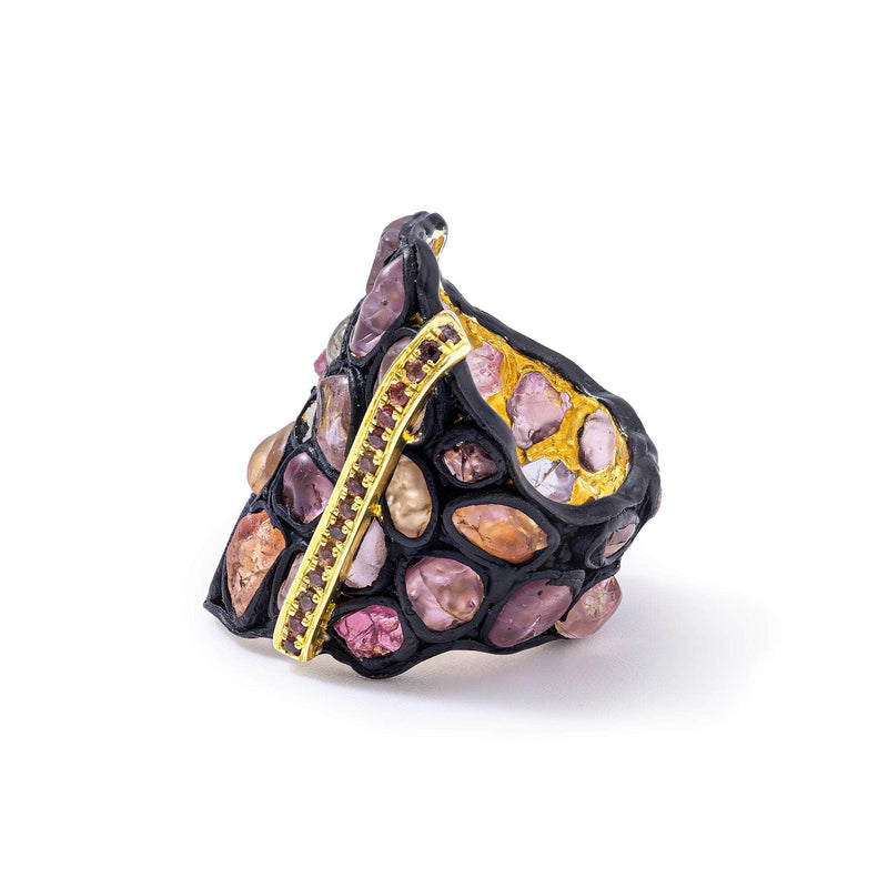 German Kabirski Pura Rough Spinel and Sapphire Ring