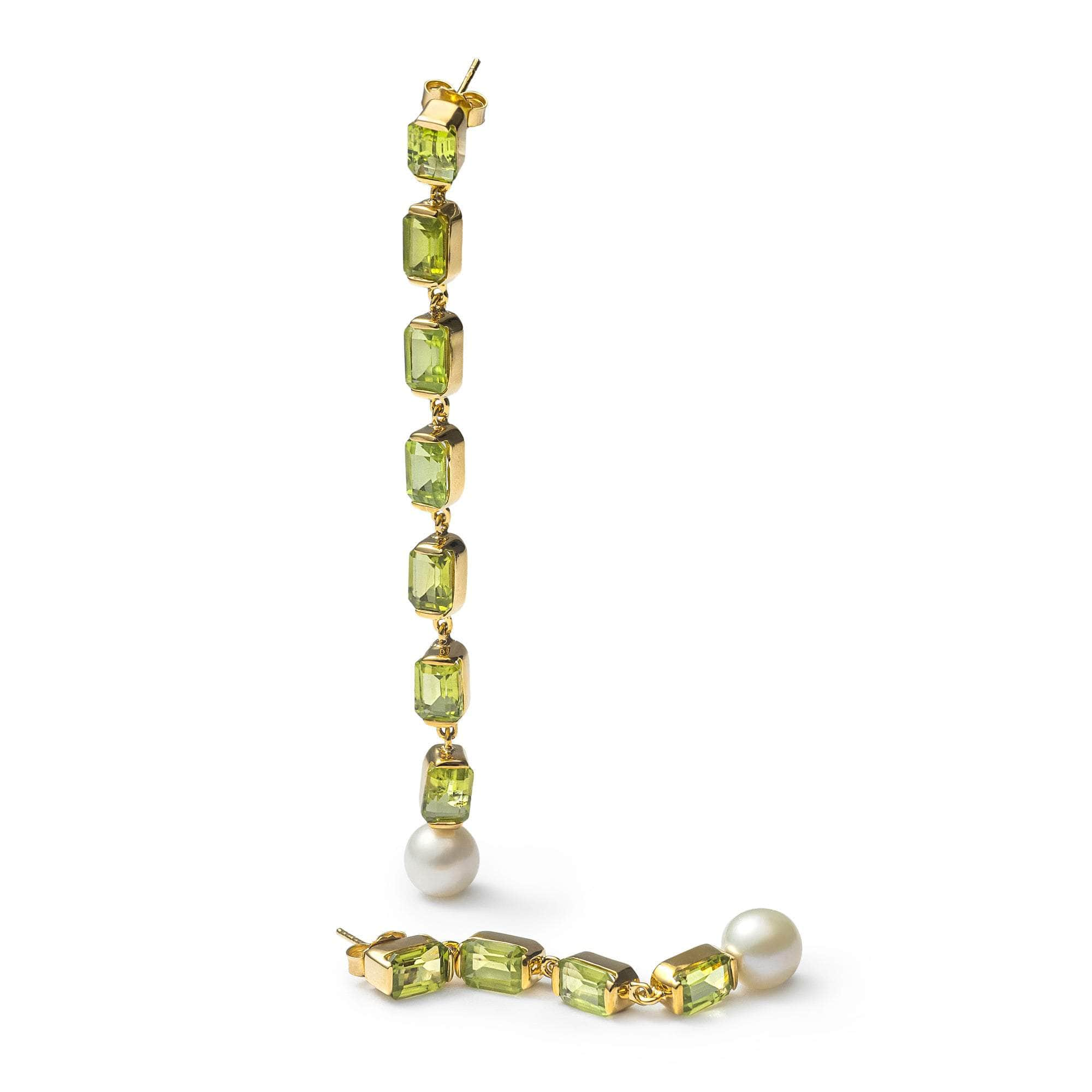 German Kabirski Vera Peridot and White Pearl Earrings