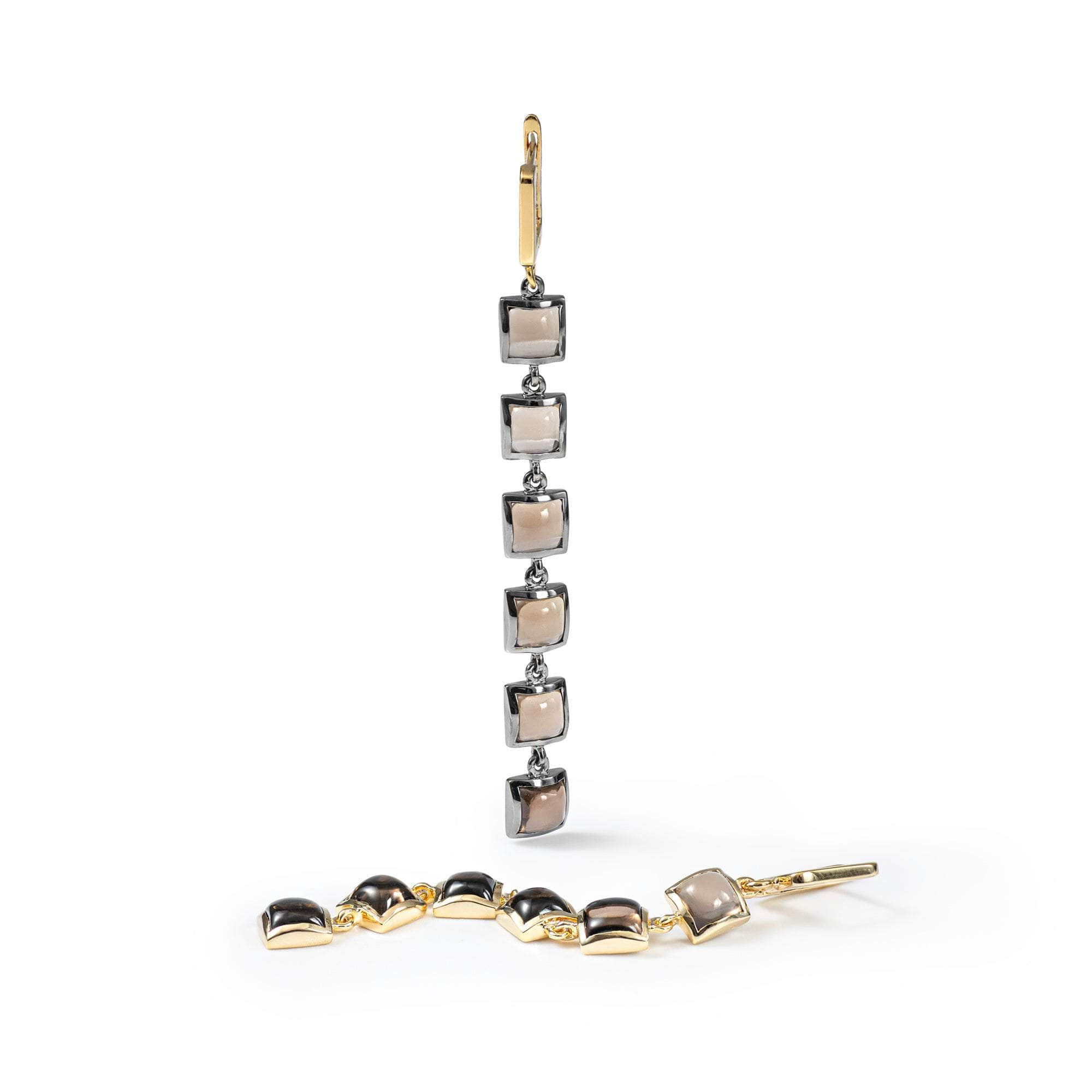 German Kabirski Isiba Smoky Quartz Earrings (Black Rhodium and Gold 18K)