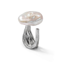 German Kabirski Laurel Baroque Pearl and Rhodolite Ring (White Rhodium)