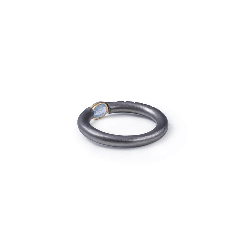 German Kabirski Kein Light Blue Sapphire Ring (Black Rhodium)