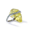 German Kabirski Eli Rough Lemon Quartz and Green Sapphire Ring