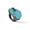 German Kabirski Eau Rough Turquoise and Sapphire Ring