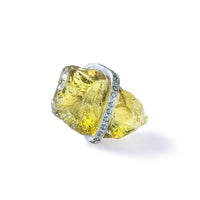 German Kabirski Eli Rough Lemon Quartz and Green Sapphire Ring