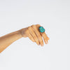 German Kabirski Deto Rough Turquoise and London Blue Topaz and Black Spinel Ring