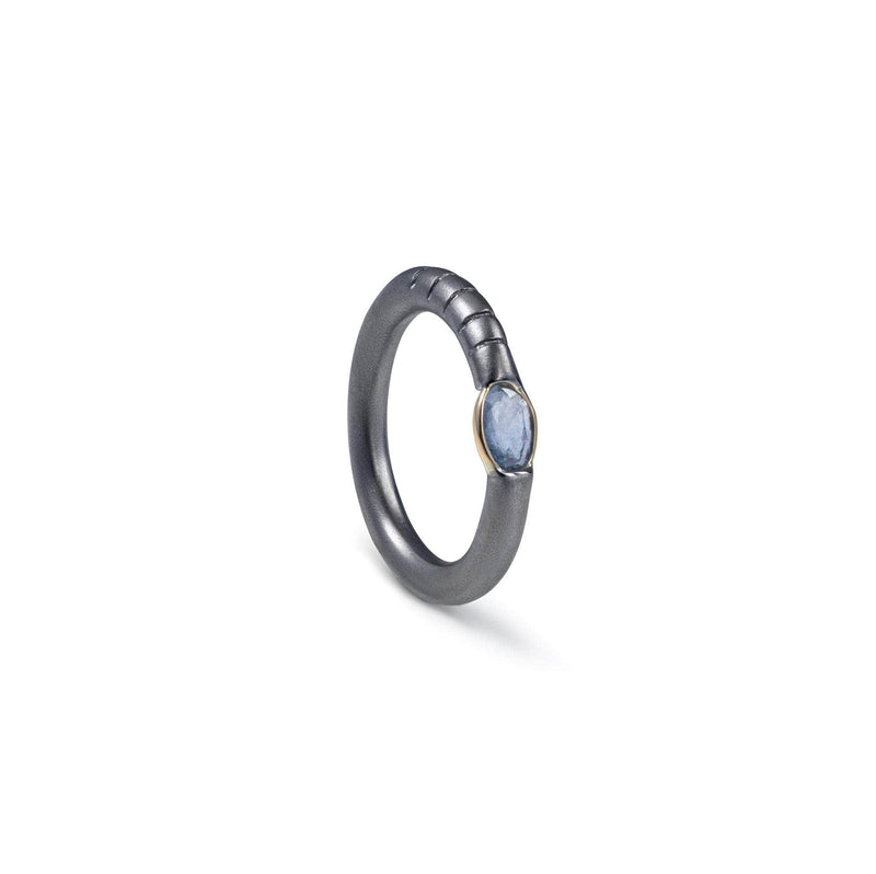 German Kabirski Kein Light Blue Sapphire Ring (Black Rhodium)