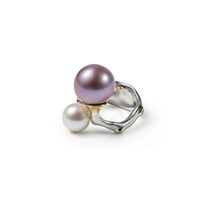 German Kabirski Yuva Purple Pearl and White Pearl and Peridot Ring