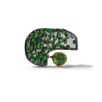 German Kabirski Gerad Green Fluorite and Rough Chrome Diopside Brooch