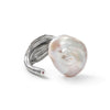 German Kabirski Laurel Baroque Pearl and Rhodolite Ring (White Rhodium)