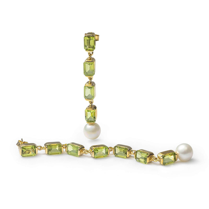 German Kabirski Vera Peridot and White Pearl Earrings