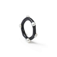 German Kabirski Anahita White Micro Pearl Ring (Black Anthracite)