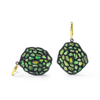 German Kabirski Vers Rough Chrome Diopside and Chrome Diopside Earrings