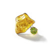 German Kabirski Eutope Rough Lemon Quartz and Peridot Ring