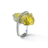 German Kabirski Eli Rough Lemon Quartz and Green Sapphire Ring