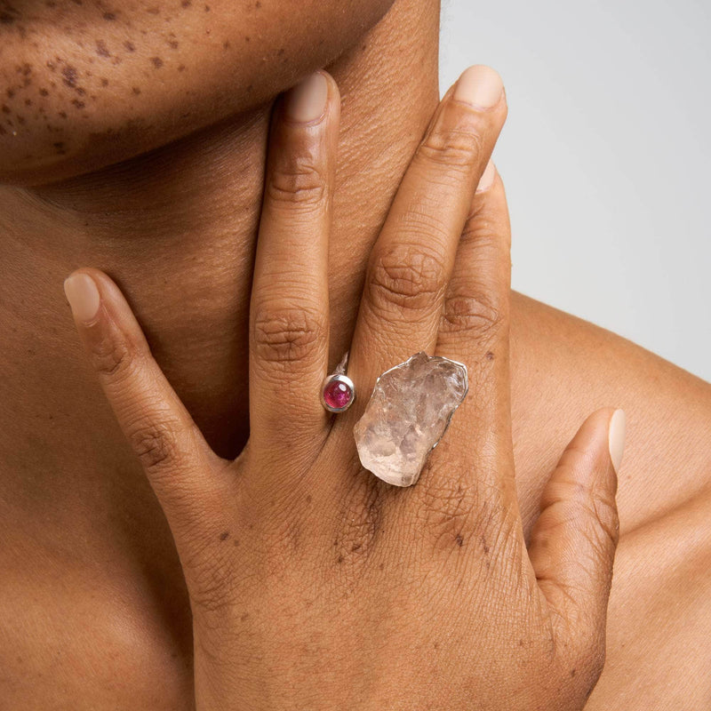 German Kabirski Aepy Rose Quartz and Pink Tourmaline Ring