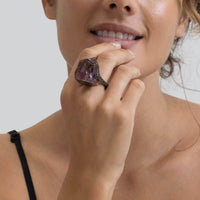 German Kabirski Kara Rough Amethyst and Spinel Ring