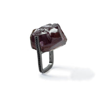 German Kabirski Kara Rough Amethyst and Spinel Ring