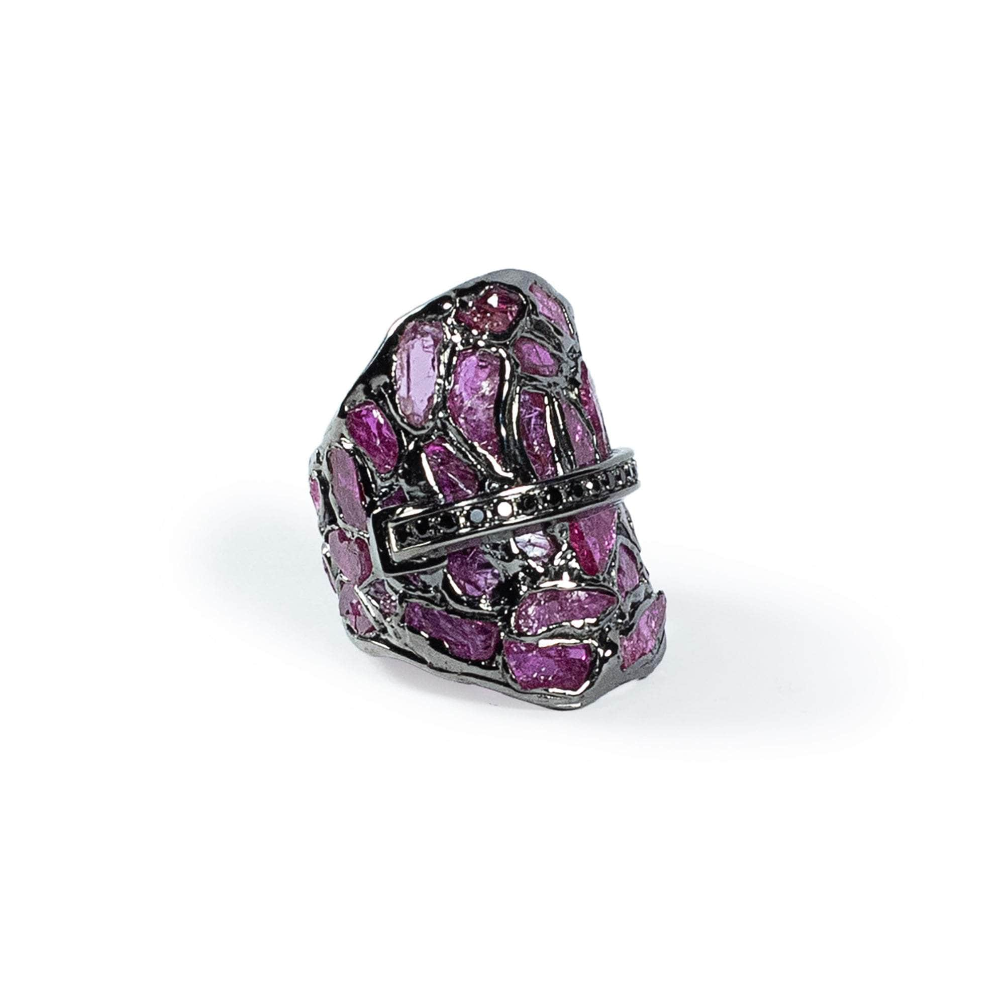 German Kabirski Amate Rough Ruby and Spinel Ring