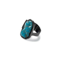 German Kabirski Hara Rough Turquoise and Spinel Ring