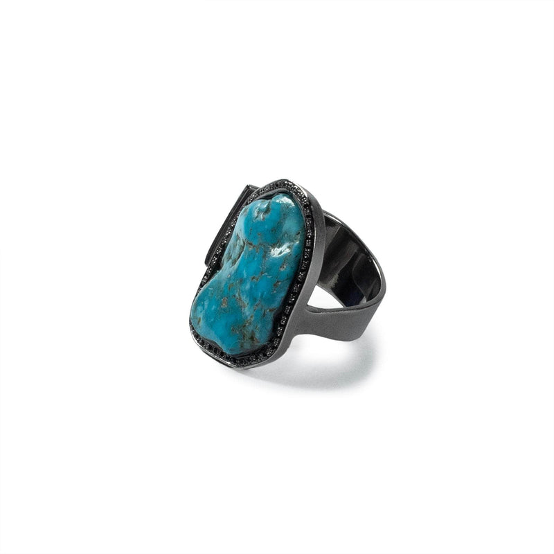 German Kabirski Hara Rough Turquoise and Spinel Ring