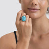 German Kabirski Hara Rough Turquoise and Spinel Ring