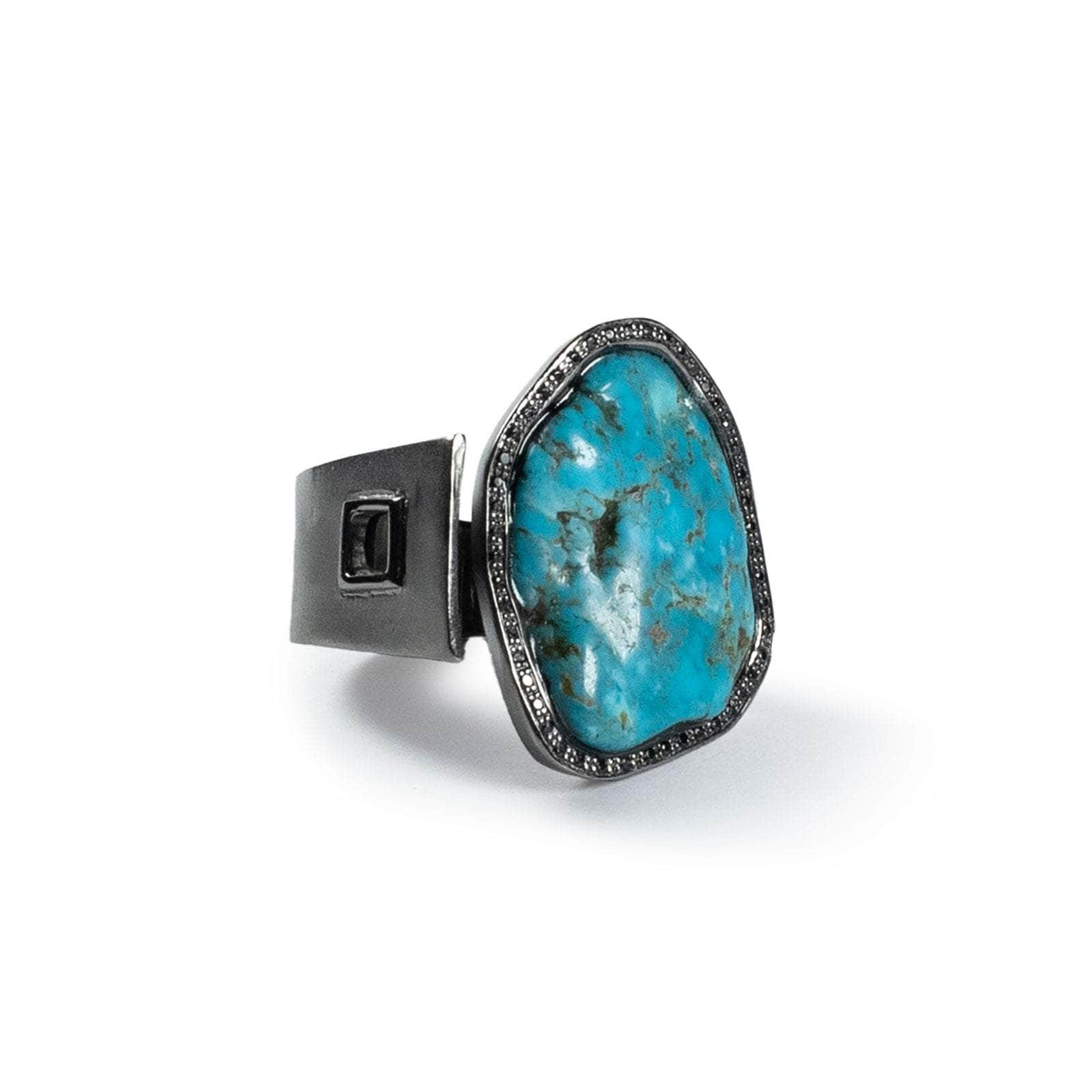 German Kabirski Hara Rough Turquoise and Spinel Ring